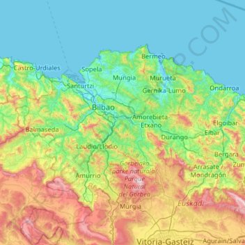 Mappa topografica Vizcaya, altitudine, rilievo