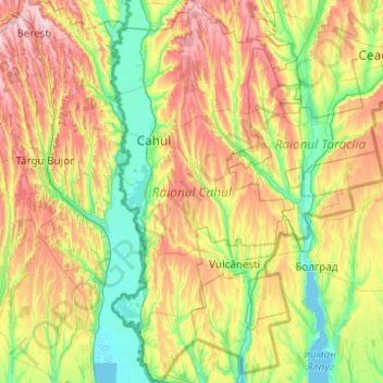 Mappa topografica Cahul District, altitudine, rilievo