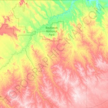 Mappa topografica Porcupine District, altitudine, rilievo