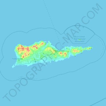 Mappa topografica Saint Croix District, altitudine, rilievo