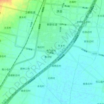 Mappa topografica 朝歌街道, altitudine, rilievo