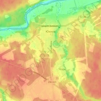 Mappa topografica городское поселение Юхнов, altitudine, rilievo
