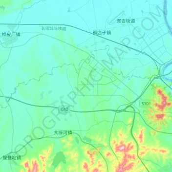 Mappa topografica 新北街道, altitudine, rilievo