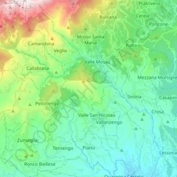 Mappa topografica Piatto, altitudine, rilievo
