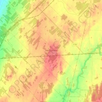 Mappa topografica Saint-Liboire, altitudine, rilievo