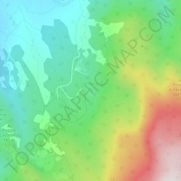 Mappa topografica Lago Pontini, altitudine, rilievo