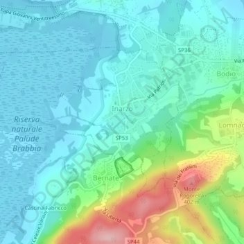 Mappa topografica Inarzo, altitudine, rilievo