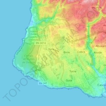 Mappa topografica Cascais, altitudine, rilievo