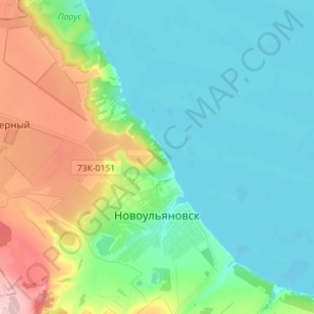 Mappa topografica Новоульяновск, altitudine, rilievo