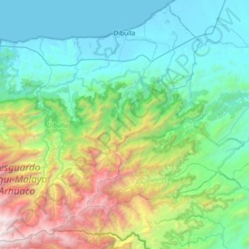 Mappa topografica Dibulla, altitudine, rilievo