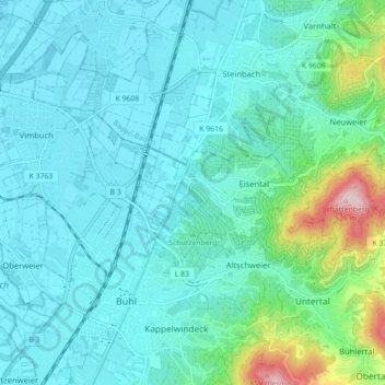 Mappa topografica Eisental, altitudine, rilievo