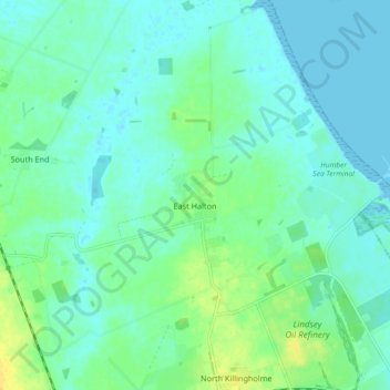 Mappa topografica East Halton, altitudine, rilievo