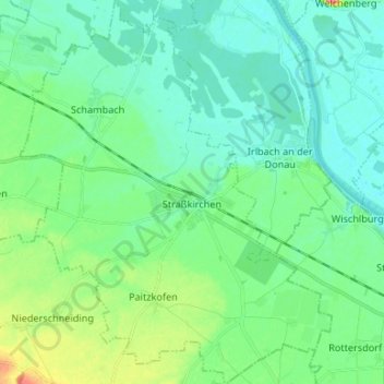 Mappa topografica Straßkirchen, altitudine, rilievo