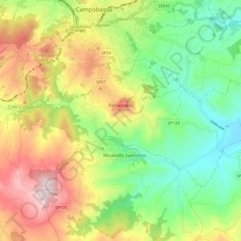 Mappa topografica Ferrazzano, altitudine, rilievo