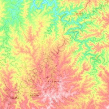 Mappa topografica Pato Branco, altitudine, rilievo