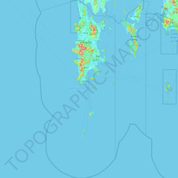 Mappa topografica Phuket Province, altitudine, rilievo