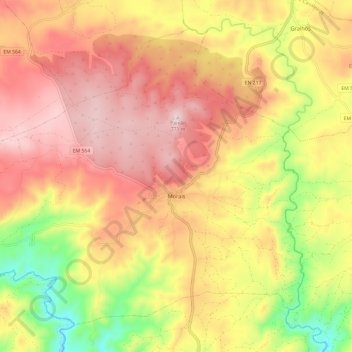 Mappa topografica Morais, altitudine, rilievo