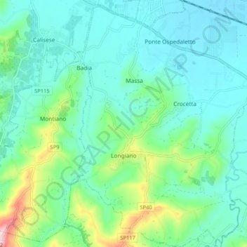 Mappa topografica Longiano, altitudine, rilievo