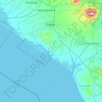 Mappa topografica León, altitudine, rilievo