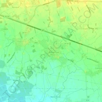 Mappa topografica Aiello del Friuli, altitudine, rilievo