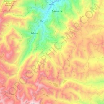 Mappa topografica Molino, altitudine, rilievo