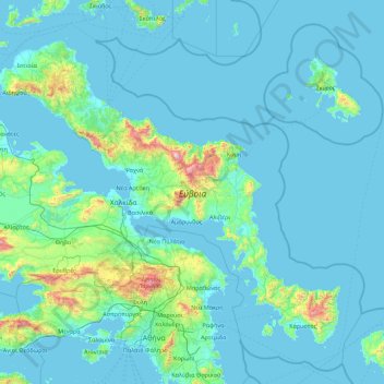 Mappa topografica Εύβοια, altitudine, rilievo