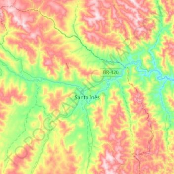 Mappa topografica Santa Inês, altitudine, rilievo