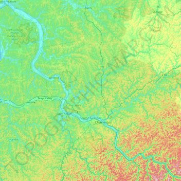 Mappa topografica Kanawha River, altitudine, rilievo