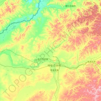 Mappa topografica 陈巴尔虎旗, altitudine, rilievo