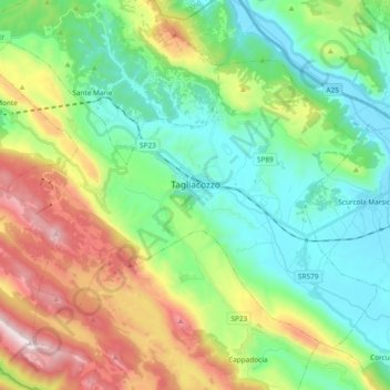 Mappa topografica Tagliacozzo, altitudine, rilievo