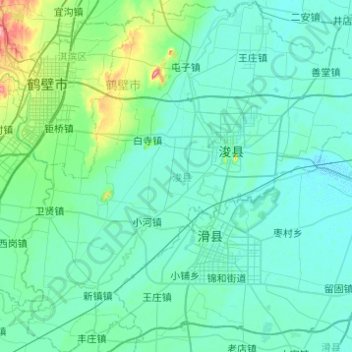 Mappa topografica 浚县, altitudine, rilievo