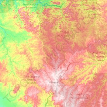 Mappa topografica Vilhena, altitudine, rilievo