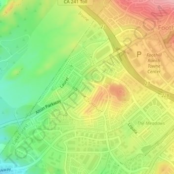 Mappa topografica Baker Ranch, altitudine, rilievo
