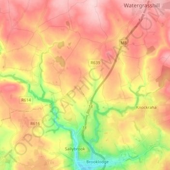 Mappa topografica Riverstown, altitudine, rilievo