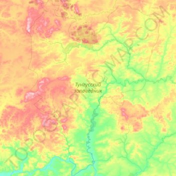 Mappa topografica Тунгусский заповедник, altitudine, rilievo