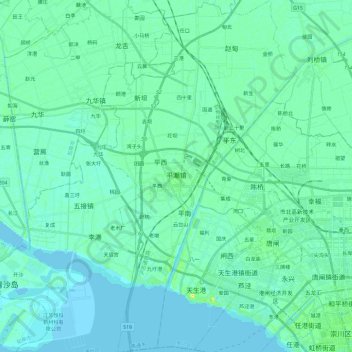 Mappa topografica 平潮镇, altitudine, rilievo