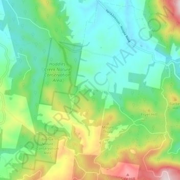 Mappa topografica Gladysdale, altitudine, rilievo