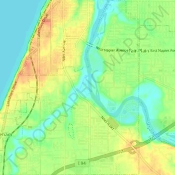 Mappa topografica Saint Joseph Charter Township, altitudine, rilievo