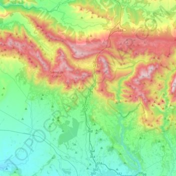 Mappa topografica Nueno, altitudine, rilievo