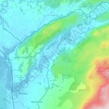 Mappa topografica Muncaster, altitudine, rilievo