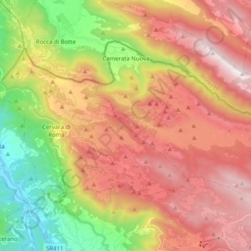 Mappa topografica Camerata Nuova, altitudine, rilievo