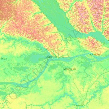 Mappa topografica Manacapuru, altitudine, rilievo