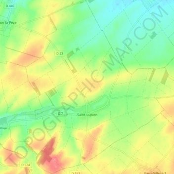 Mappa topografica Saint-Lupien, altitudine, rilievo