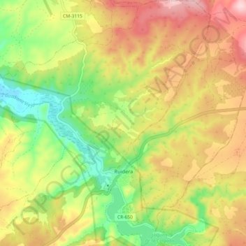 Mappa topografica Ruidera, altitudine, rilievo