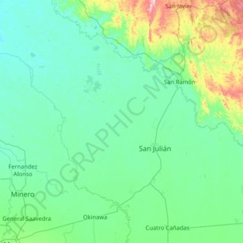 Mappa topografica Municipio San Julián, altitudine, rilievo