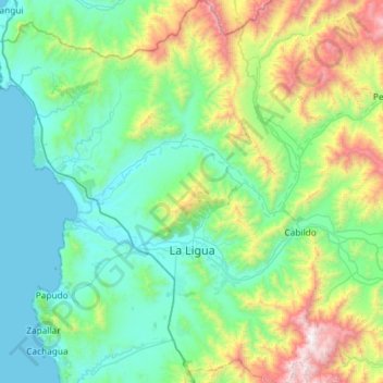 Mappa topografica La Ligua, altitudine, rilievo