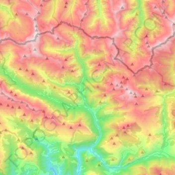Mappa topografica Bielsa, altitudine, rilievo