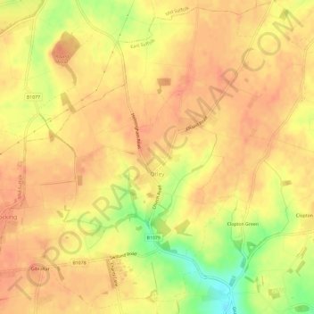 Mappa topografica Otley, altitudine, rilievo