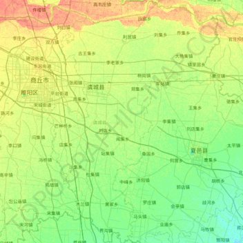 Mappa topografica 虞城县, altitudine, rilievo
