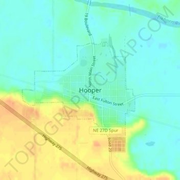Mappa topografica Hooper, altitudine, rilievo